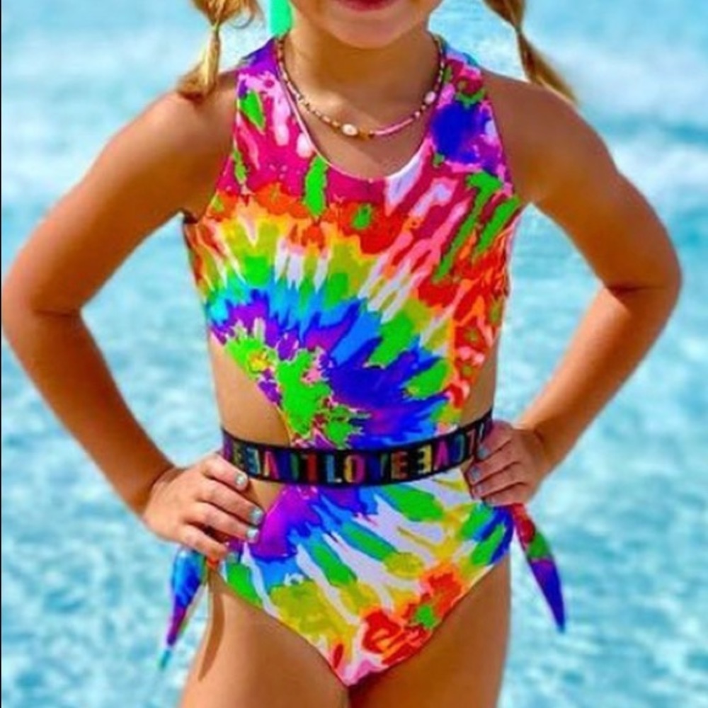 Rainbow tie dye 4T bathing suit